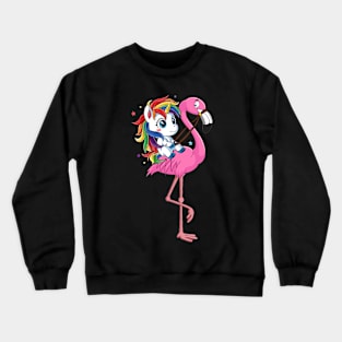 Unicorn Rider Flamingo Funny Crewneck Sweatshirt